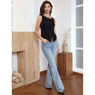 Asymmetrical Top for Women Sleeveless Button Down Going Out Tank Tops Summer Outfits
