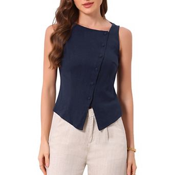 Asymmetrical Top for Women Sleeveless Button Down Going Out Tank Tops Summer Outfits