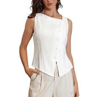 Asymmetrical Top for Women Sleeveless Button Down Going Out Tank Tops Summer Outfits