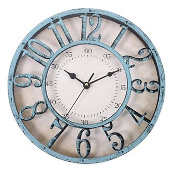 Vintage Wall Clock 12 Inch, Ornate Metal Clock Silent Non-Ticking Elegant Farmhouse Office Decor