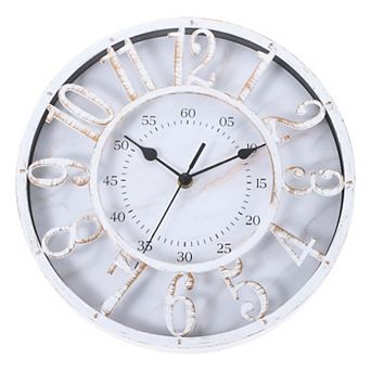 Vintage Wall Clock 12 Inch, Ornate Metal Clock Silent Non-Ticking Elegant Farmhouse Office Decor