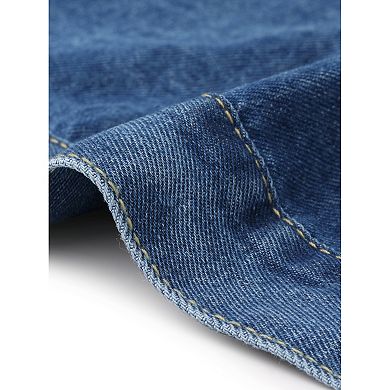 Women's Plus Size Denim Jacket Collar Long Sleeve Button Washed Vintage Western Outfit Jean Jackets