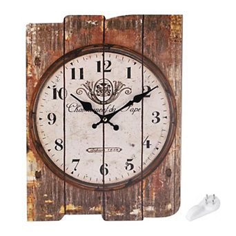 Vintage Rectangle Painting Wall Clock, 10" Wooden Finish Clock, Battery Operated Easy Install