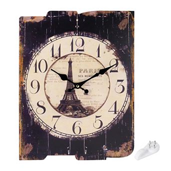 Vintage Rectangle Painting Wall Clock, 10" Wooden Finish Clock, Battery Operated Easy Install