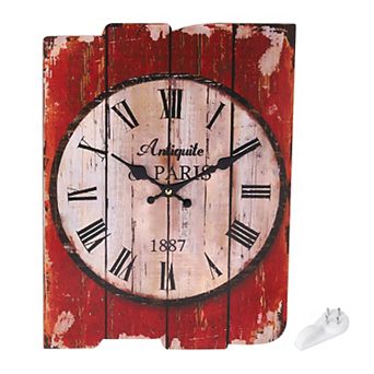 Vintage Rectangle Painting Wall Clock, 10" Wooden Finish Clock, Battery Operated Easy Install