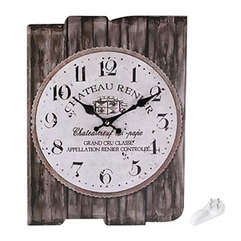 Vintage Rectangle Painting Wall Clock, 10" Wooden Finish Clock, Battery Operated Easy Install