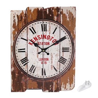 Vintage Rectangle Painting Wall Clock, 10" Wooden Finish Clock, Battery Operated Easy Install