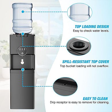 3-in-1 Top-loading Water Dispenser With Beverage Cooler