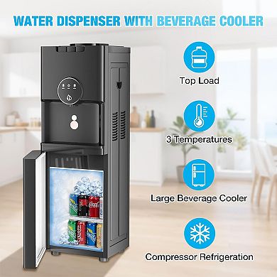 3-in-1 Top-loading Water Dispenser With Beverage Cooler