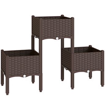 Outsunny Plastic Raised Garden Bed with Legs, Self Watering Planter Boxes