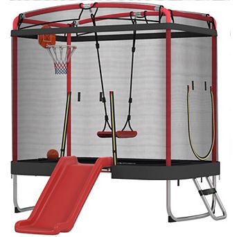 Qaba 4 x 6FT Trampoline for Kids Indoor & Outdoor with Slide