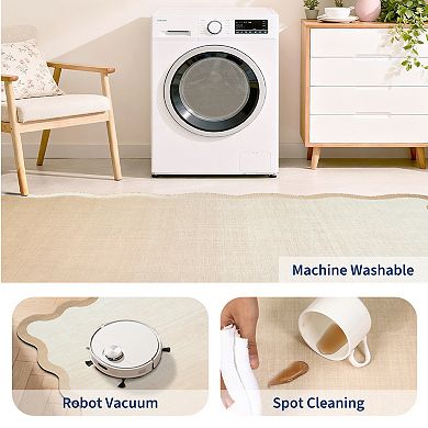 Fashionwu Transitional Geometry Modern Non Slip Non Shedding Living Room Area Rug for Laundry