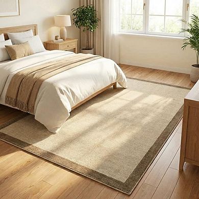 Fashionwu Solid Simple Living Room Modern Bordered Washable Printed Area Rug for Entrance Kitchen