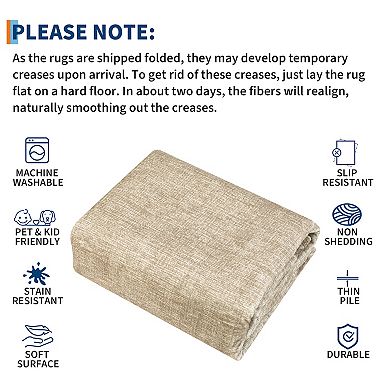 Fashionwu Solid Simple Living Room Modern Bordered Washable Printed Area Rug for Entrance Kitchen