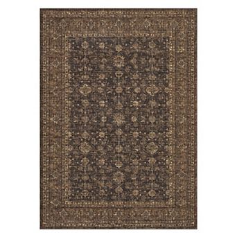 Fashionwu Geometry Vintage Living Room Easy to Clean Thin Low Pile Bordered Area Rug for Kitchen