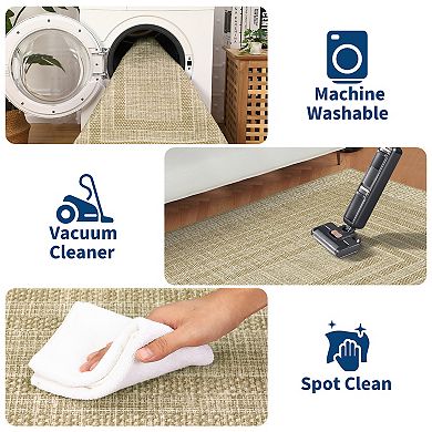 Fashionwu Geometry Transitional Living Room Non Slip Non Shedding Area Rug for Kitchen Laundry