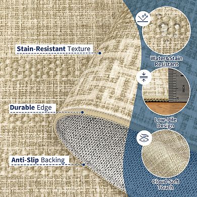 Fashionwu Geometry Transitional Living Room Non Slip Non Shedding Area Rug for Kitchen Laundry