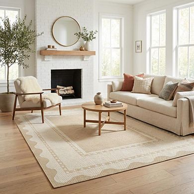 Fashionwu Kitchen Bordered Home Decor Soft Low Pile Non Slip Geometry Area Rug for Living Room