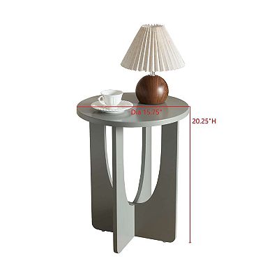 Kings Brand Furniture Amelia Contemporary Round Wood Side Table with Curved-Panel Base.