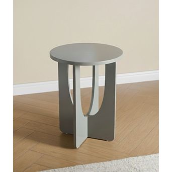 Kings Brand Furniture Amelia Contemporary Round Wood Side Table with Curved-Panel Base.