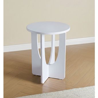 Kings Brand Furniture Amelia Contemporary Round Wood Side Table with Curved-Panel Base.