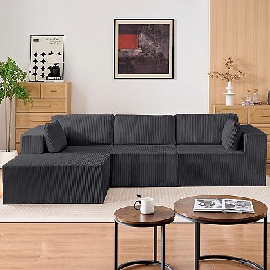 109'' L-Shaped Cloud Sofa Couch with Chaise and Wide Armrests