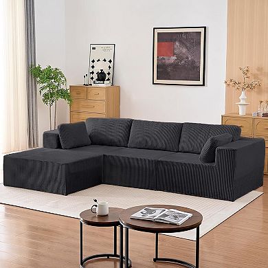 109'' L-Shaped Cloud Sofa Couch with Chaise and Wide Armrests