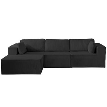 109'' L-Shaped Cloud Sofa Couch with Chaise and Wide Armrests