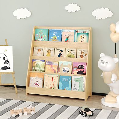 Whisen 4-Tier Kids Bookshelf, Toddler Book Display Shelves