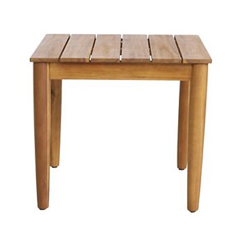 Rustic Acacia Wood Side Table Accent Table for Patio & Garden