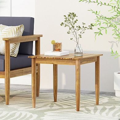 Rustic Acacia Wood Side Table Accent Table for Patio & Garden