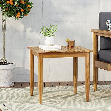 Rustic Acacia Wood Side Table Accent Table for Patio & Garden