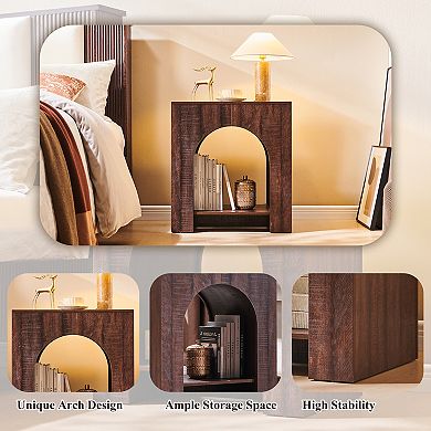 Nightstand with Charging Station Set of 2, 22" Modern End Tables for Living Room