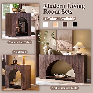 Nightstand with Charging Station Set of 2, 22" Modern End Tables for Living Room