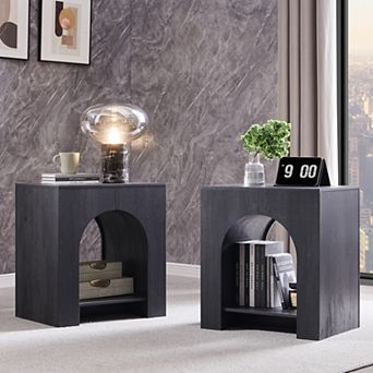 Nightstand with Charging Station Set of 2, 22" Modern End Tables for Living Room
