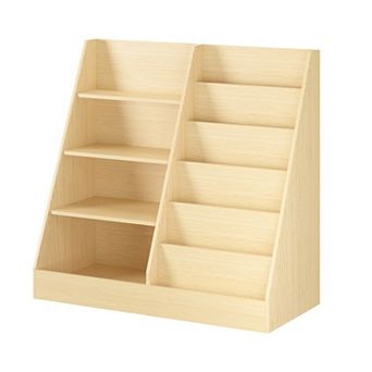 Whisen Kids Bookshelf and Toy Storage Organizer, Multifunctional 4 tier Wooden Kids Bookcase