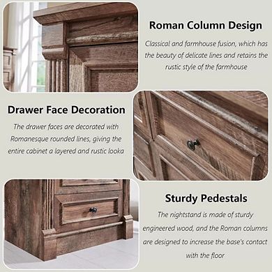 Farmhouse 5 Drawer Dresser with Roman Column,46