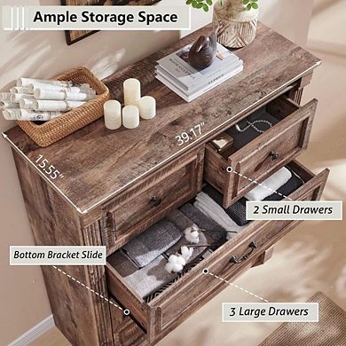 Farmhouse 5 Drawer Dresser with Roman Column,46