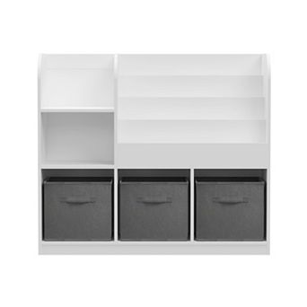 Whisen Multifunctional Kids Bookcase and Bookshelf with 3 Collapsible Fabric Drawers