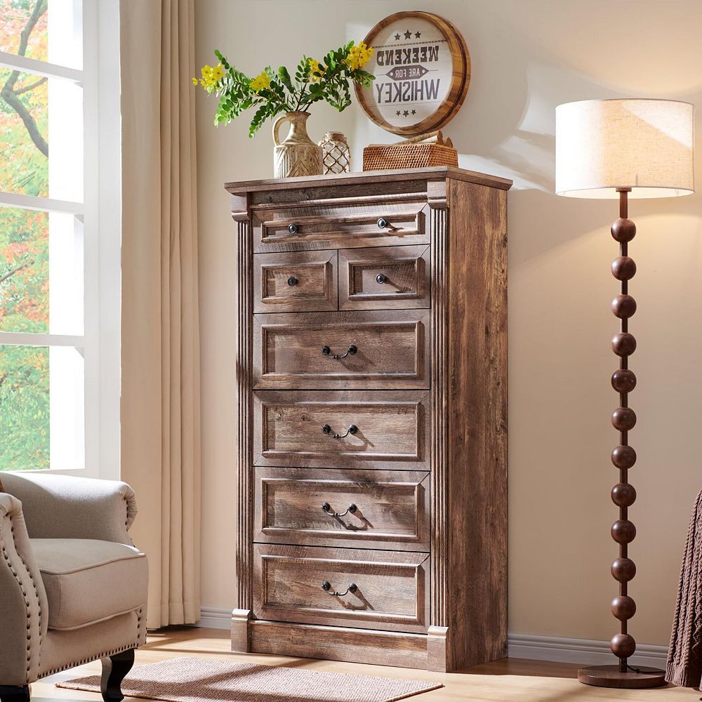 Farmhouse 7 Drawer Dresser with Roman Column,57