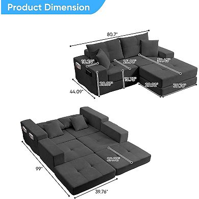 Modular Foldable Floor Sofa with Ottoman