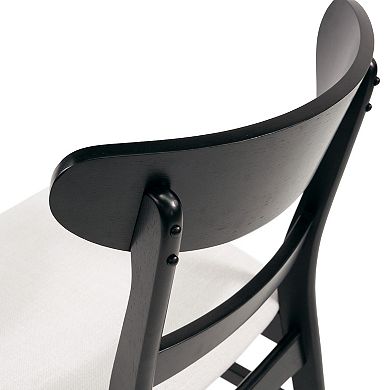 Set of 2 Mid-Century Dining Chairs, Upholstered Seat with Wood Legs