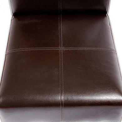 Set of 2 Dining Chairs, Brown Bonded Leather & Hardwood Frame