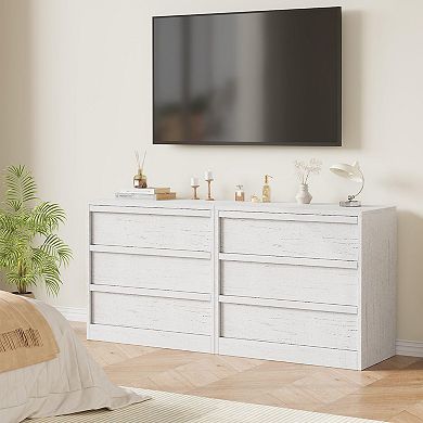 IDEALHOUSE Modern 3-Drawer Nightstand with Anti-Tip Device, White Bedside Table