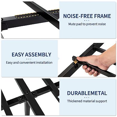 IDEALHOUSE Curved Metal Platform Bed Frame with Headboard & Footboard, Under Bed Storage