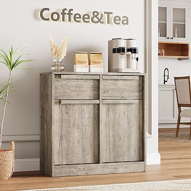 IDEALHOUSE Sideboard Buffet Cabinet with Drawers, Farmhouse Coffee Bar Storage Cabinet
