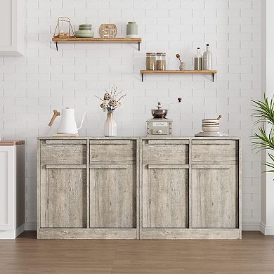 IDEALHOUSE Sideboard Buffet Cabinet with Drawers, Farmhouse Coffee Bar Storage Cabinet