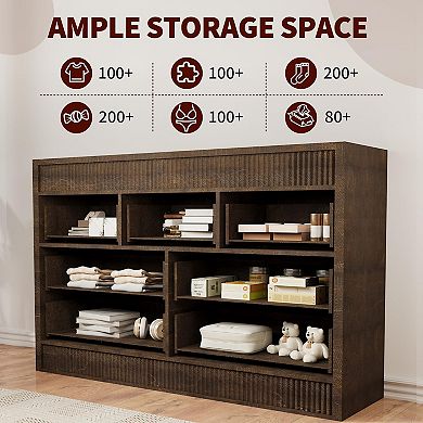 IDEALHOUSE 54” Wide 7-Drawer Dresser with Fluted Design, Modern Storage Chest