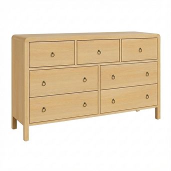 IDEALHOUSE Modern 7-Drawer Dresser with Rounded Corners & Metal Handles