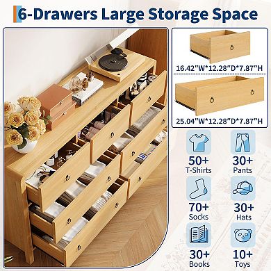 IDEALHOUSE Modern 7-Drawer Dresser with Rounded Corners & Metal Handles